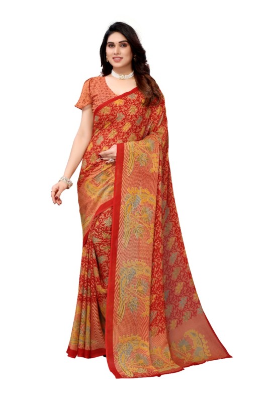 Fancy Georgette Printed Saree With blouse